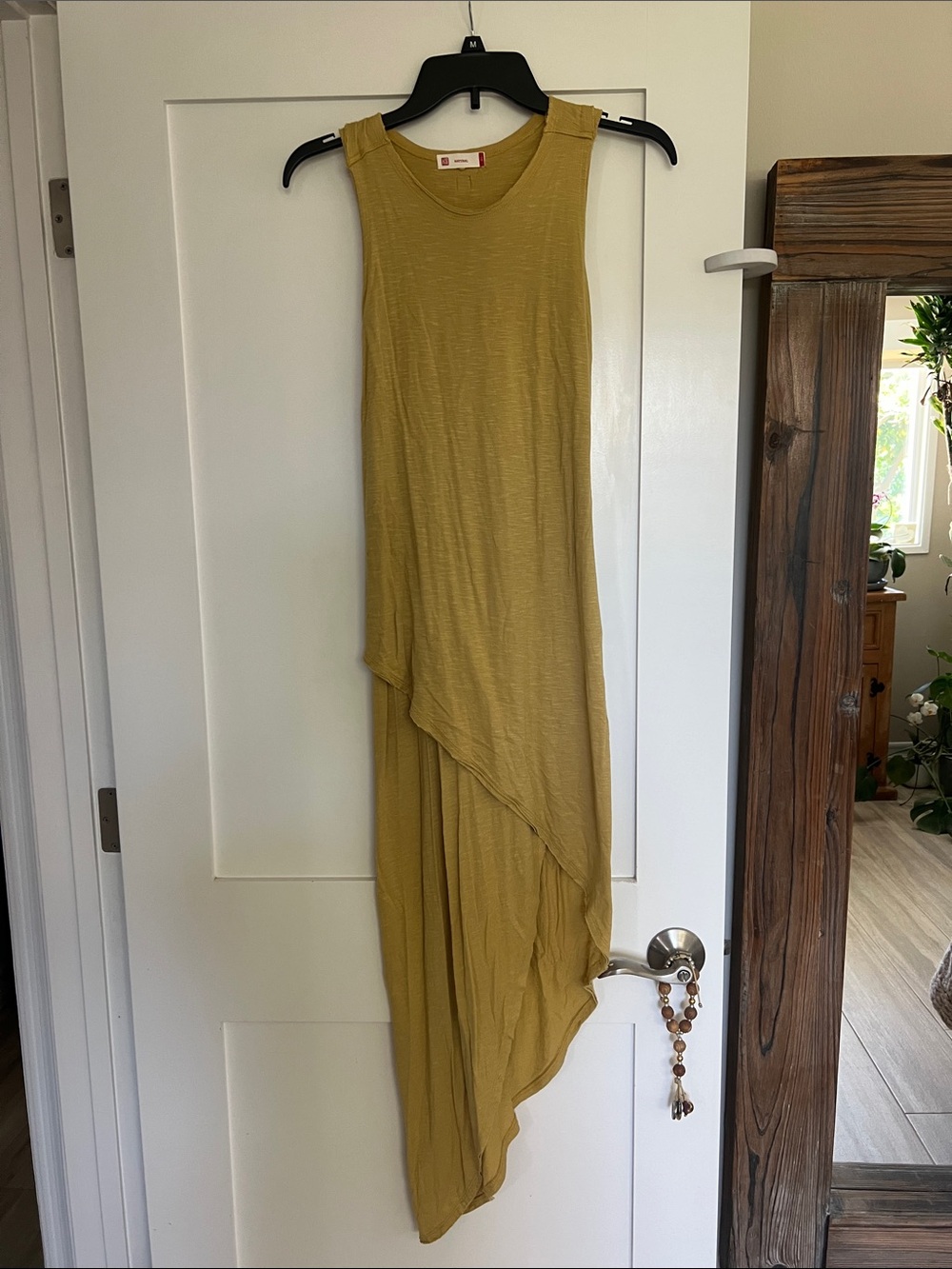 Asymmetrical bottom Sleeveless Maxi Dress in Mustard Yellow